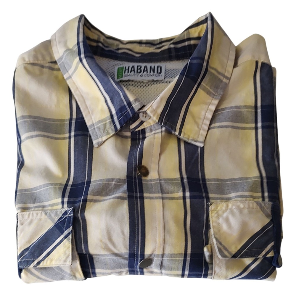 Haband Shirt Snaptastic Mountaineer Woven‎ Mens Size Double Extra Large Blue